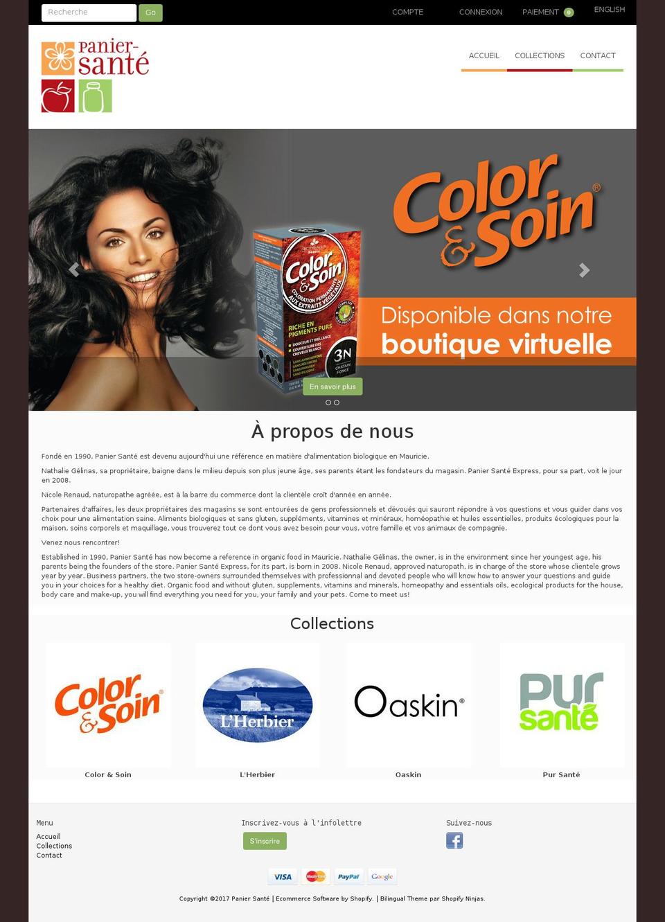 paniersante.ca shopify website screenshot