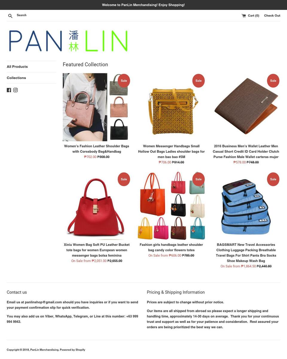 panlinshop.com — Shopify storefront screenshot