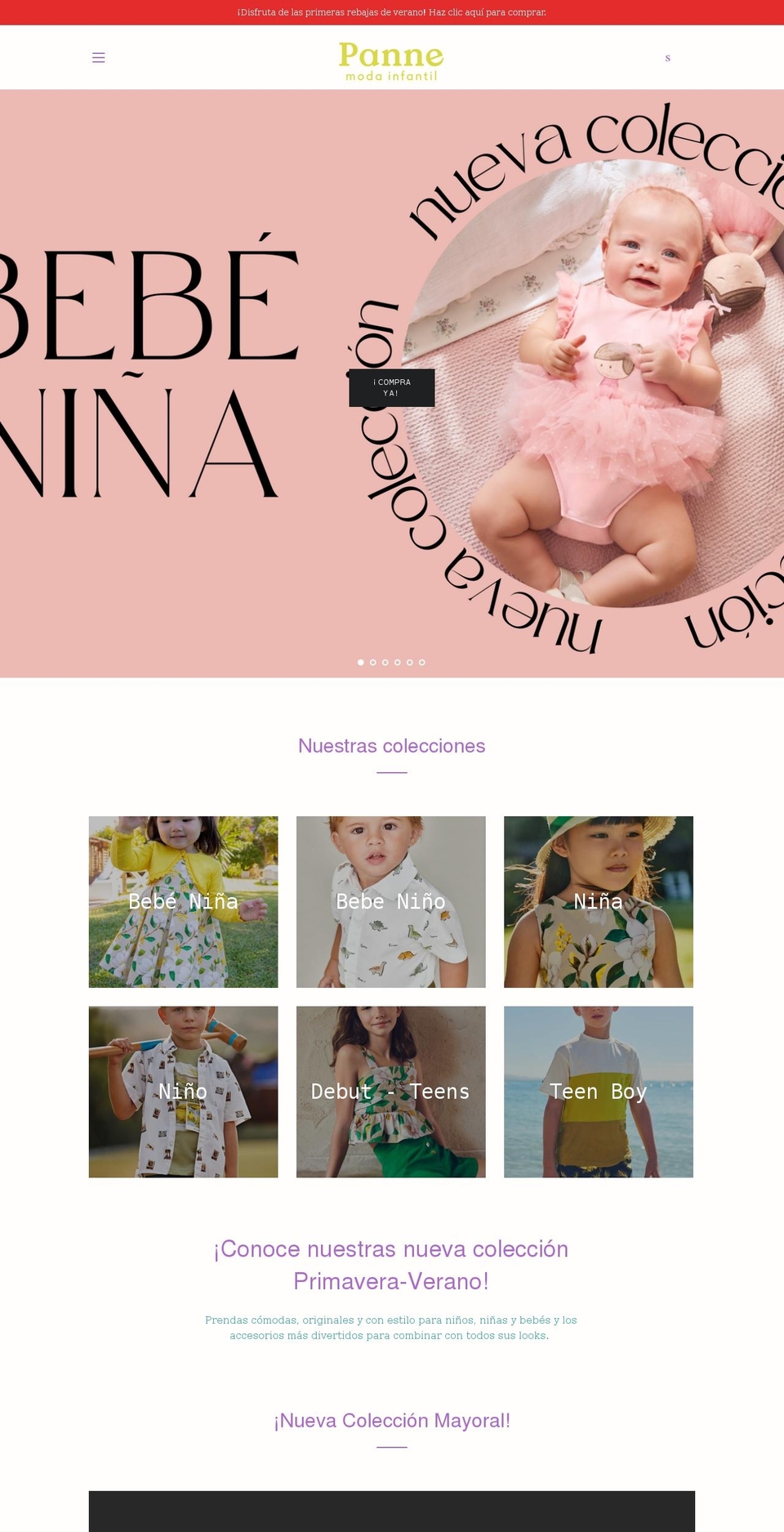 pannemodainfantil.com shopify website screenshot