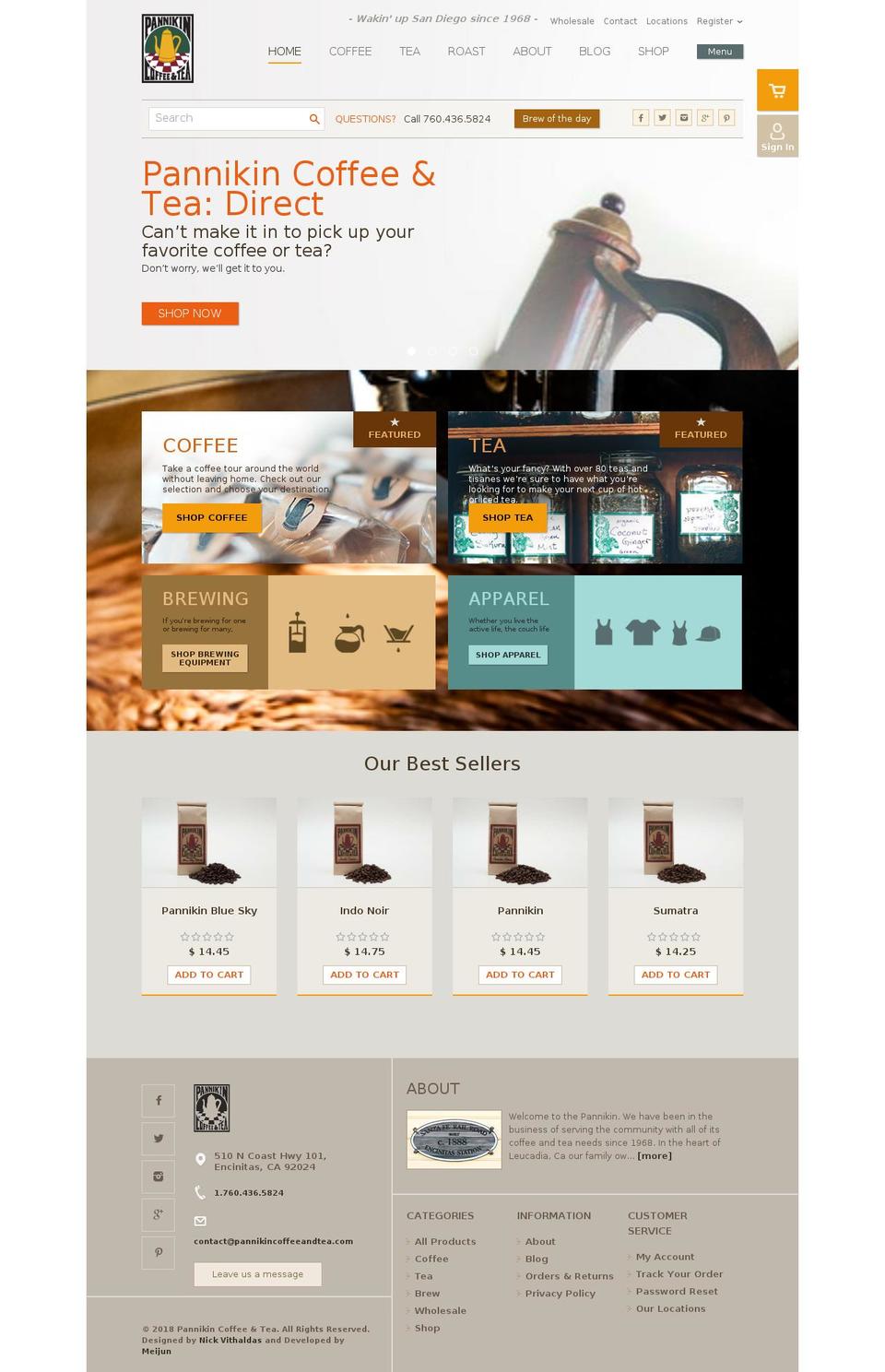 Pannikin Shopify theme site example pannikincoffee.com