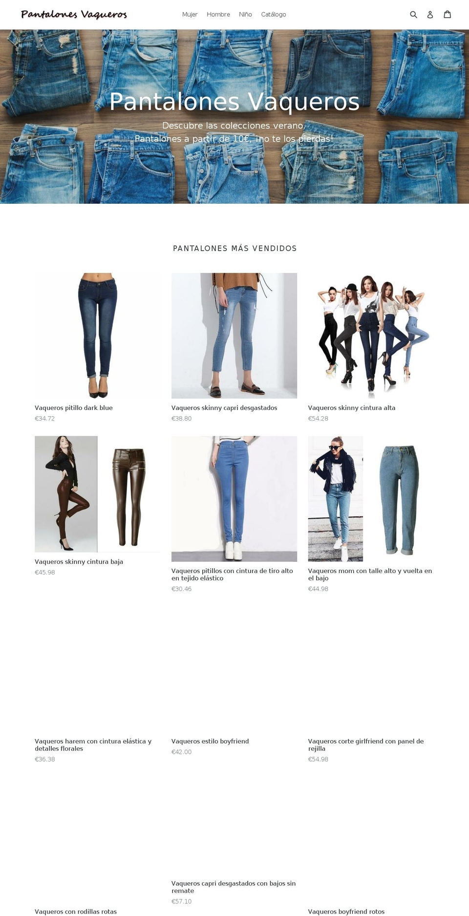 pantalones-vaqueros.com — Shopify storefront screenshot