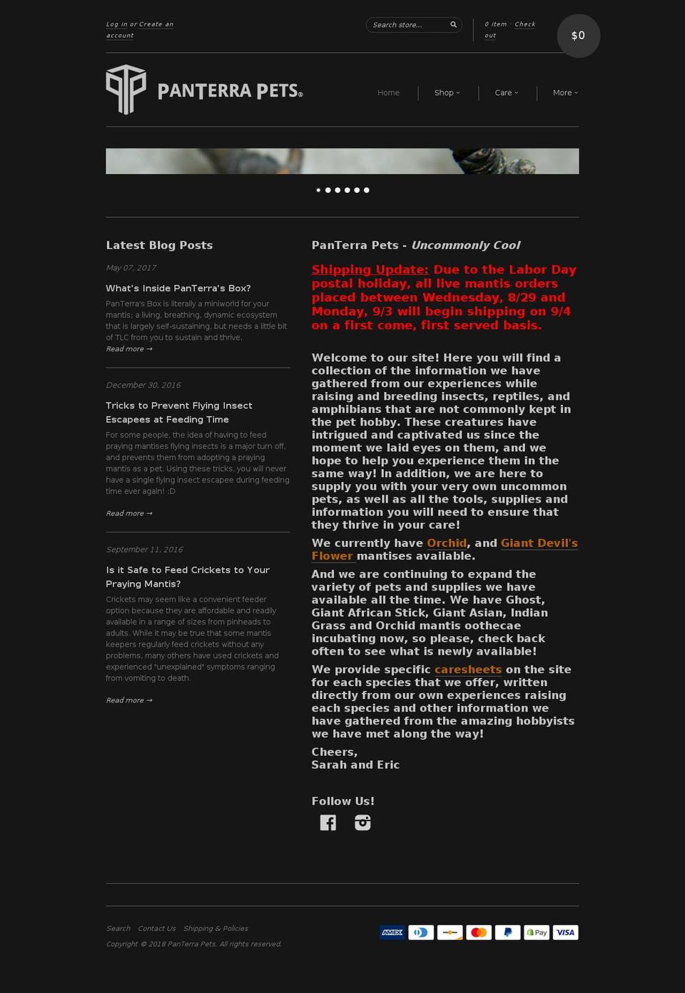 panterapets.com — Shopify storefront screenshot