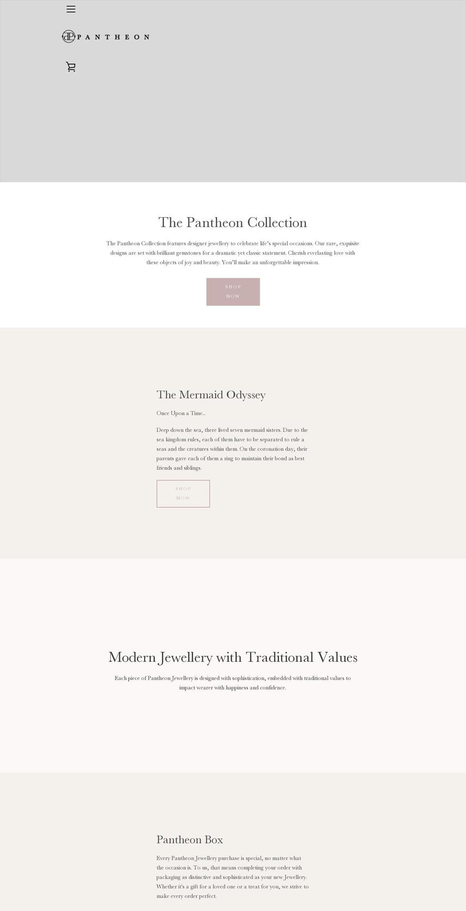 pantheonsilver.com shopify website screenshot