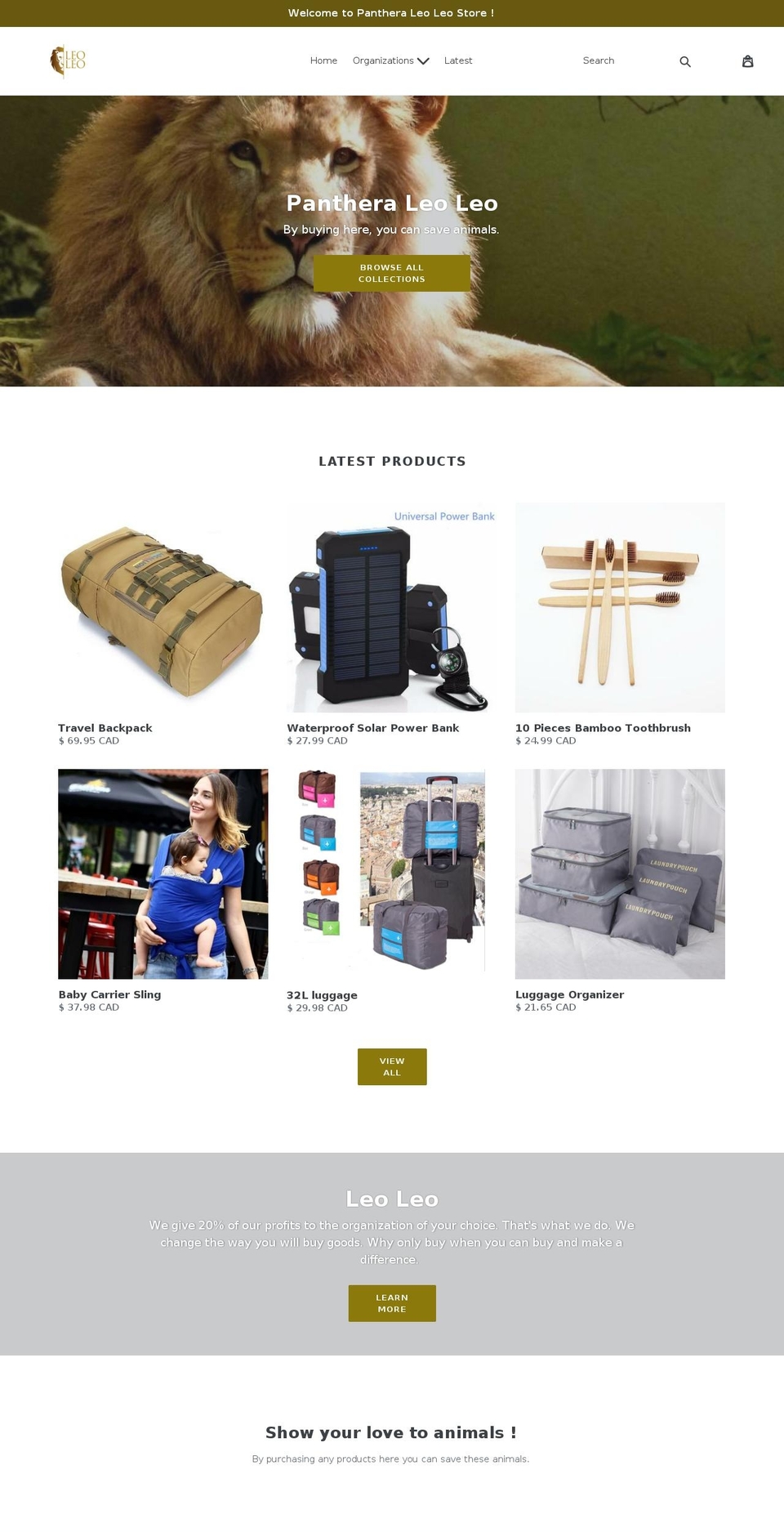 pantheraleoleo.com — Shopify storefront screenshot