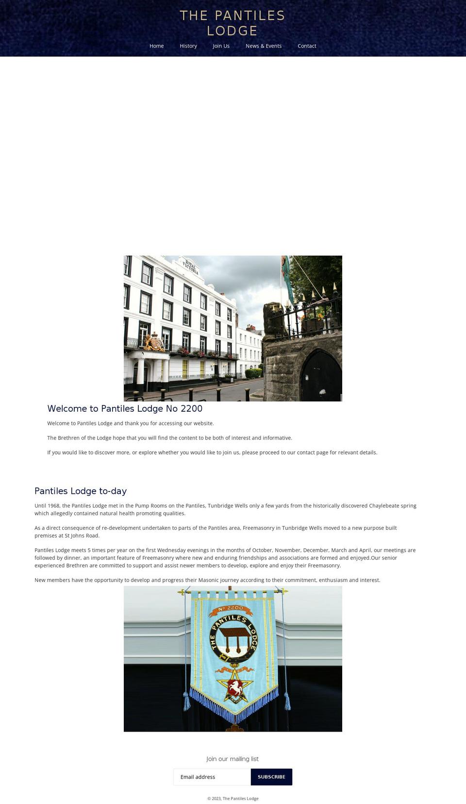 pantilesmasoniclodge.co.uk shopify website screenshot