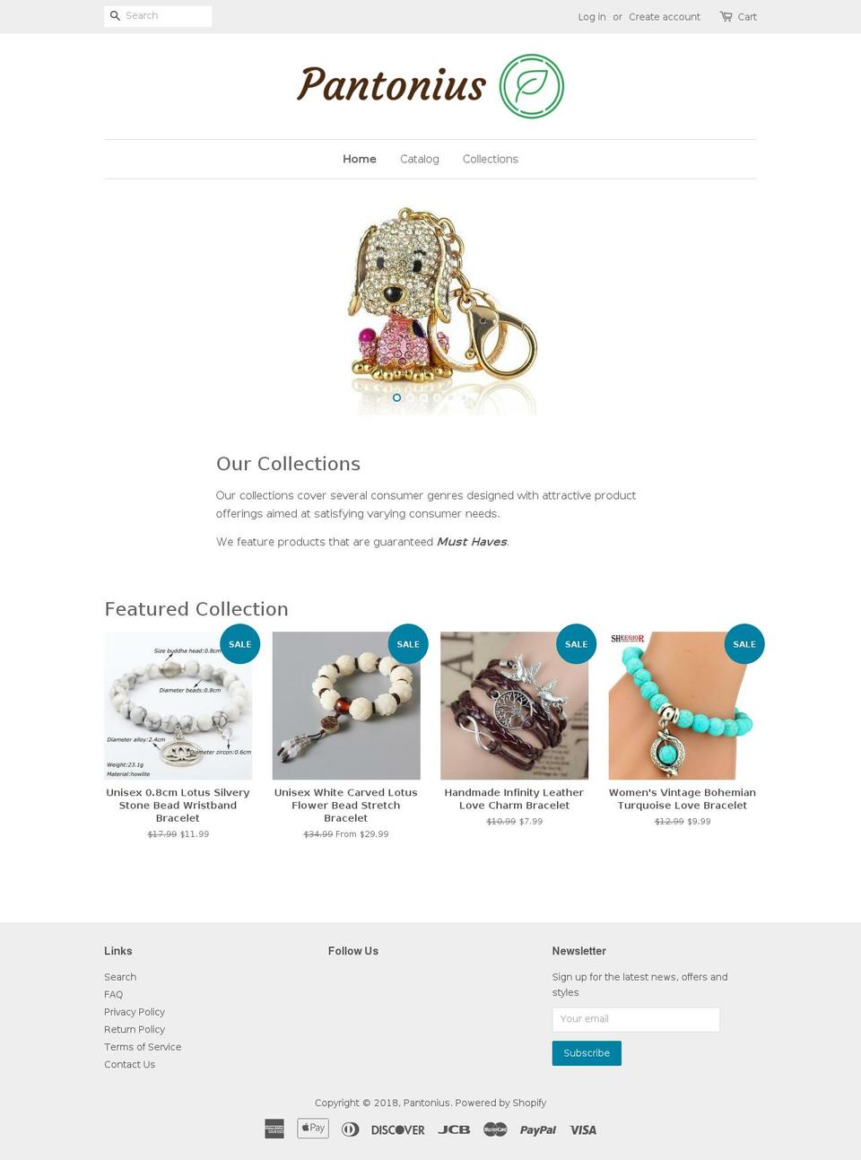 pantonius.com — Shopify storefront screenshot
