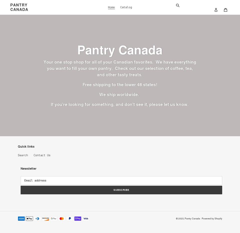 pantrycanada.com shopify website screenshot