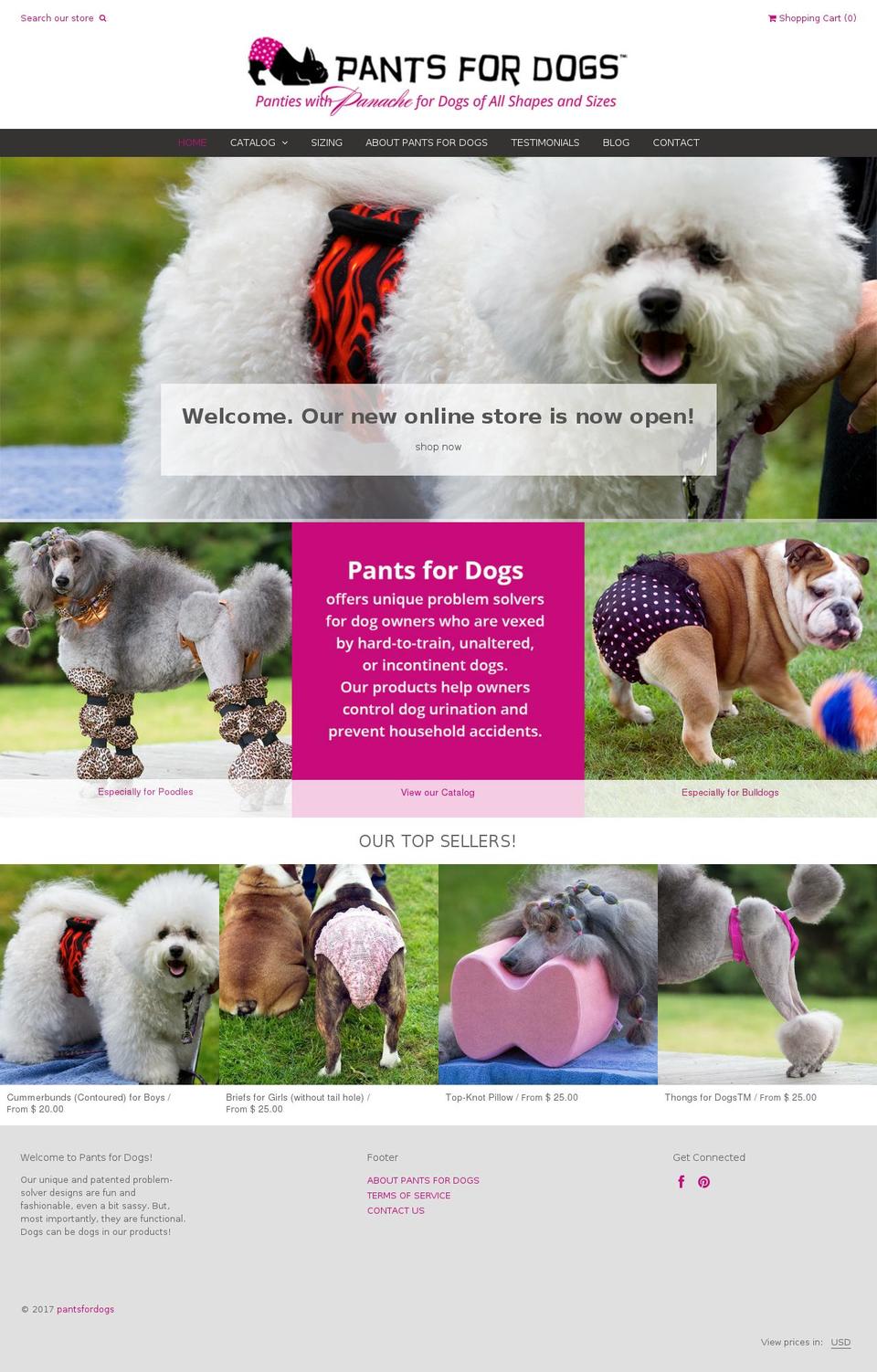 Weekend Shopify theme site example pantsfordogs.com