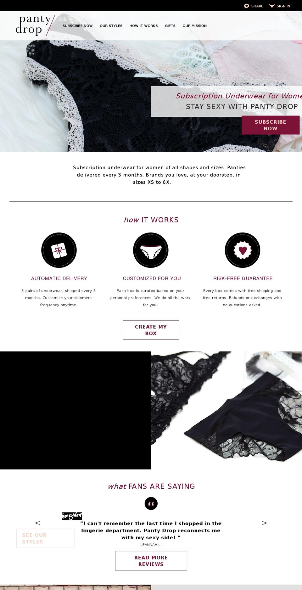 pantydrop.net shopify website screenshot
