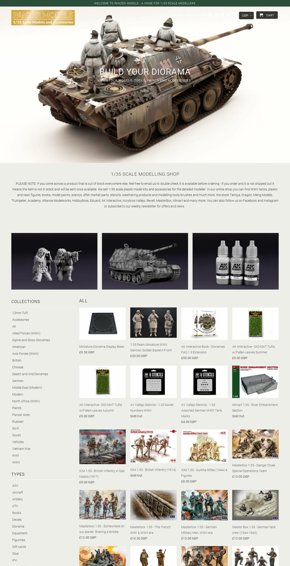 panzermodels.co.uk shopify website screenshot