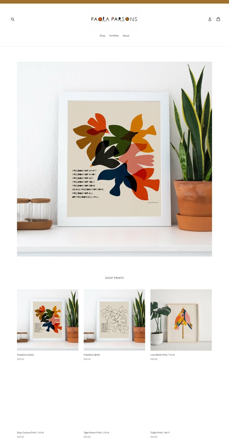 paolaparsons.com shopify website screenshot