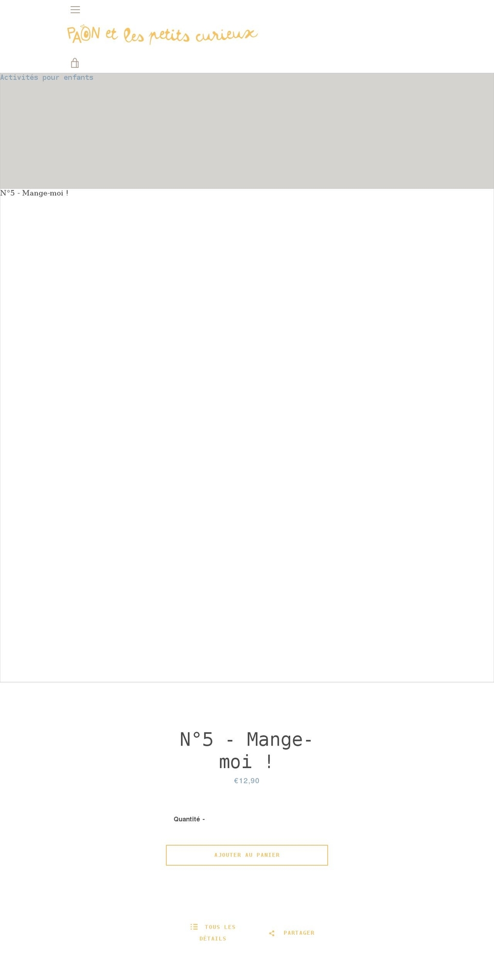 paonetlespetitscurieux.com shopify website screenshot