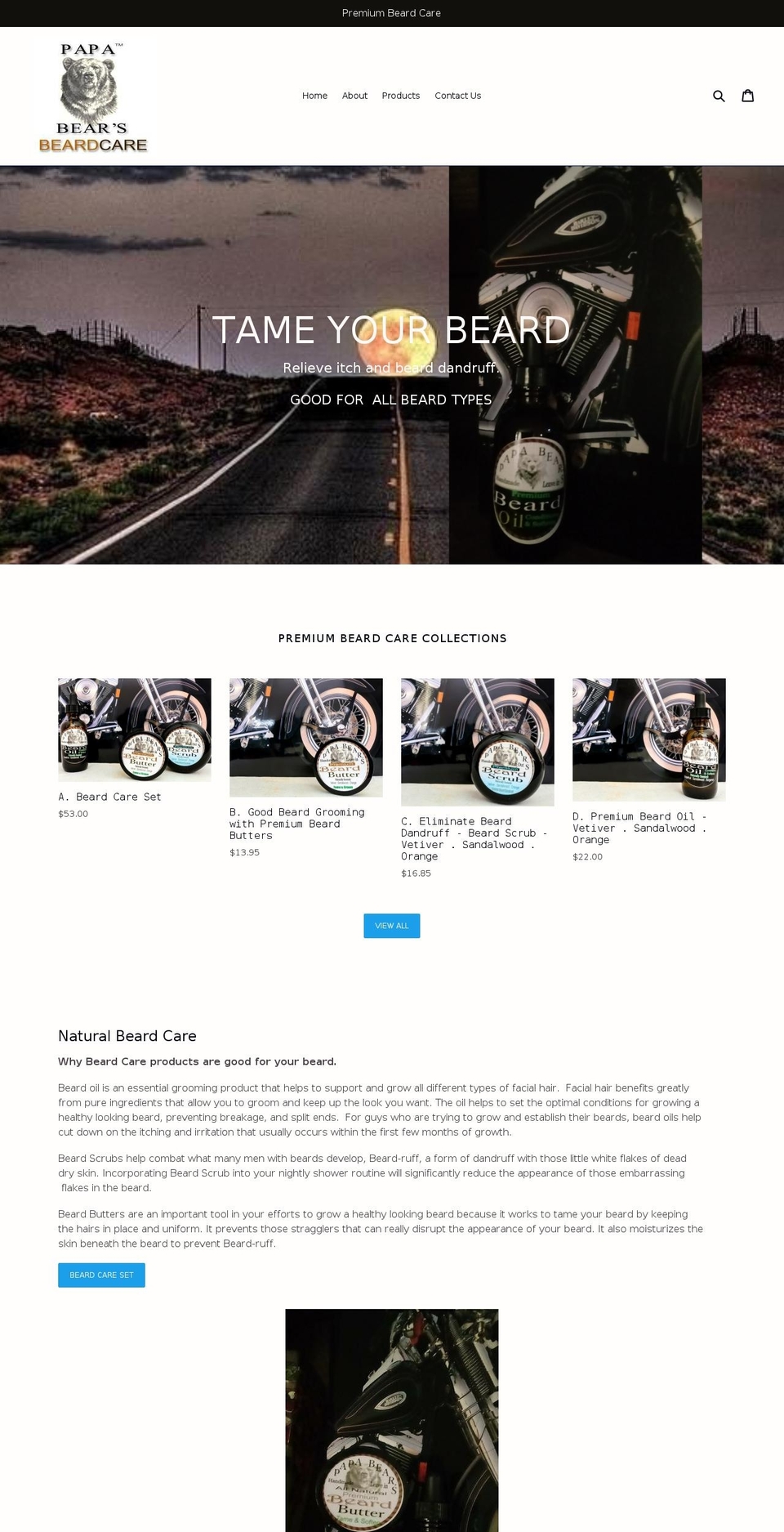 papabearsbeardcare.com — Shopify storefront screenshot