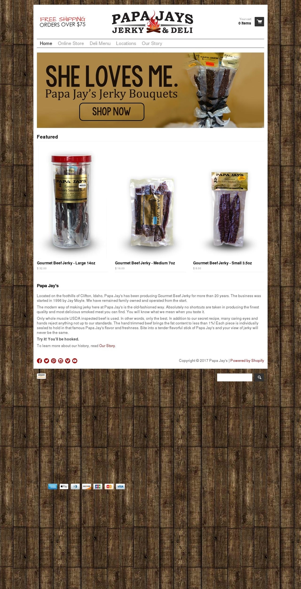 papajays.com shopify website screenshot