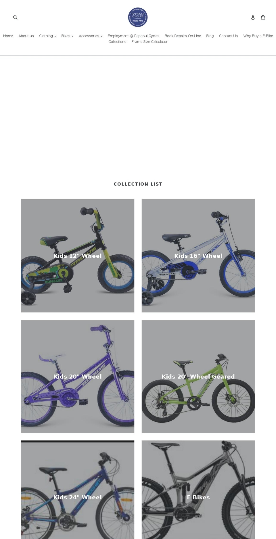 papanuicycles.co.nz shopify website screenshot