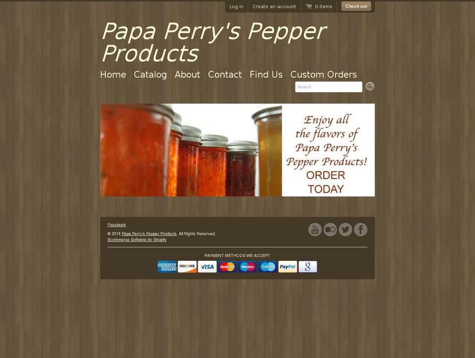 papaperryspepperproducts.com — Shopify storefront screenshot