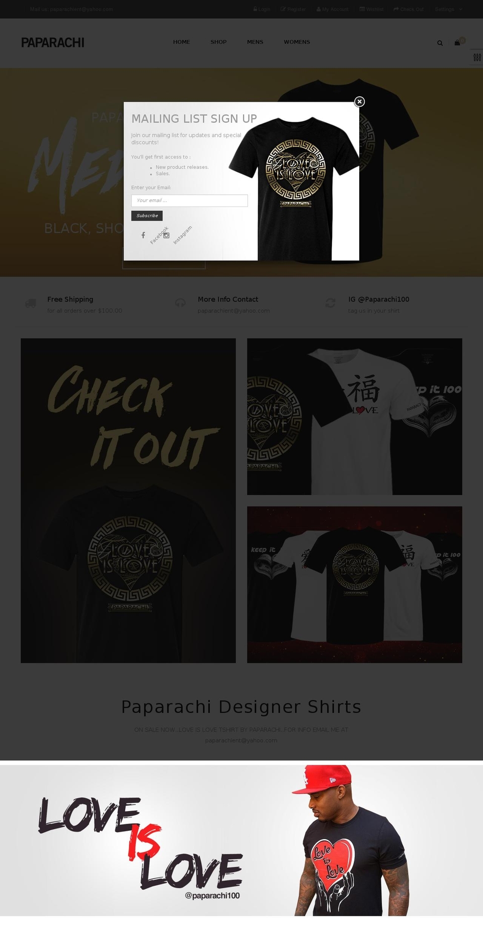 paparachi100.com — Shopify storefront screenshot