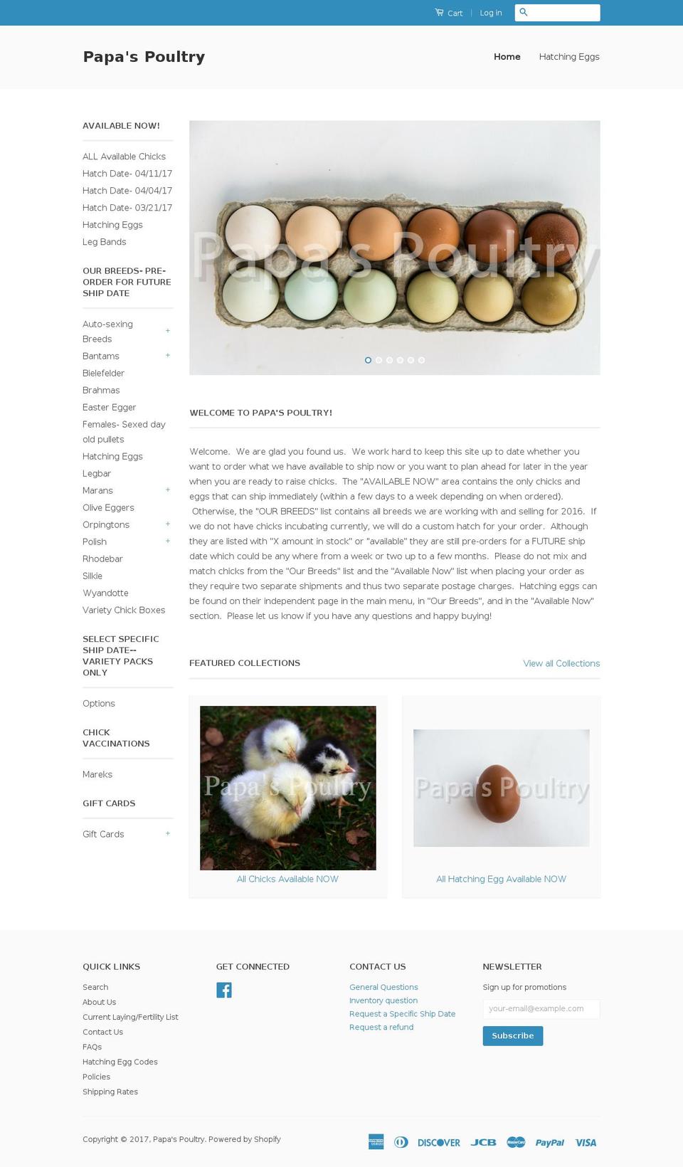 papaspoultry.com shopify website screenshot