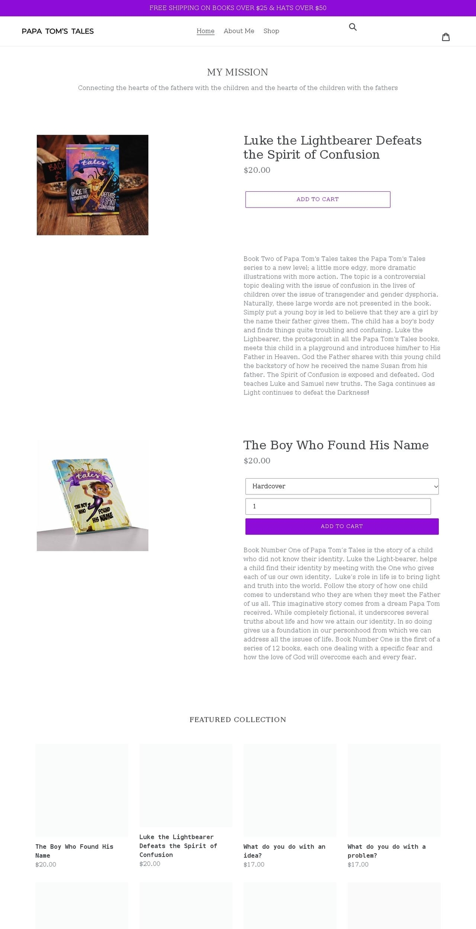 papatomstales.com shopify website screenshot