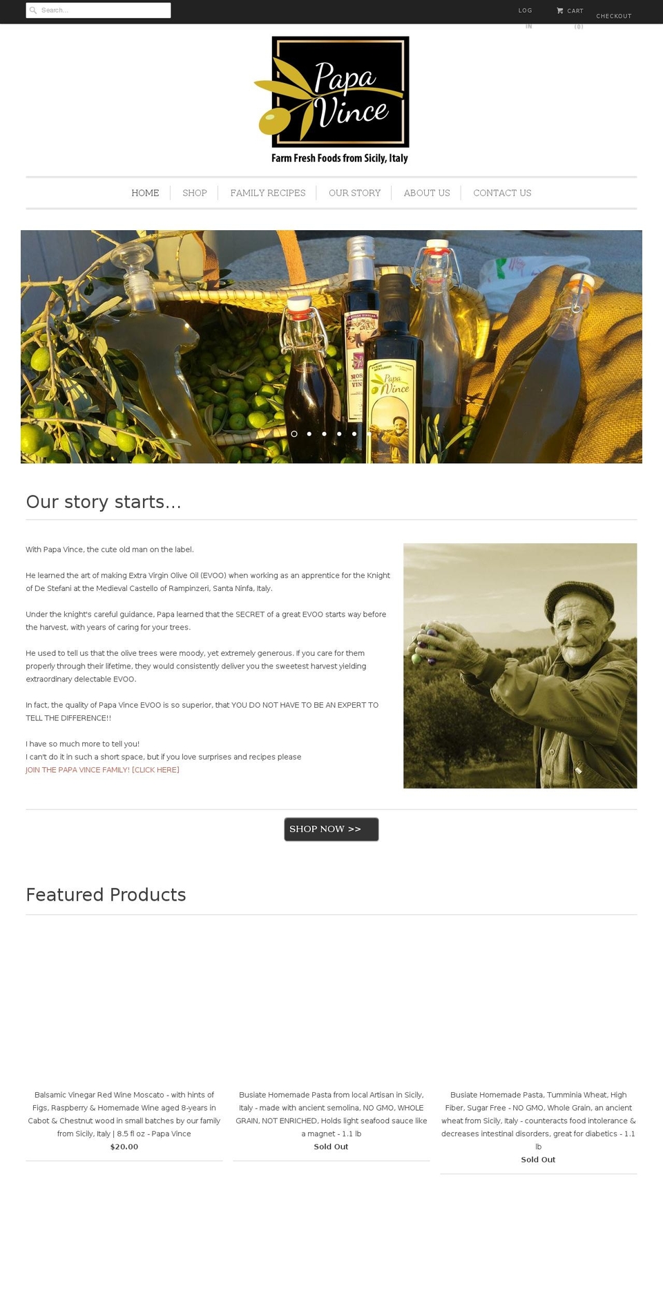 papavince.com shopify website screenshot