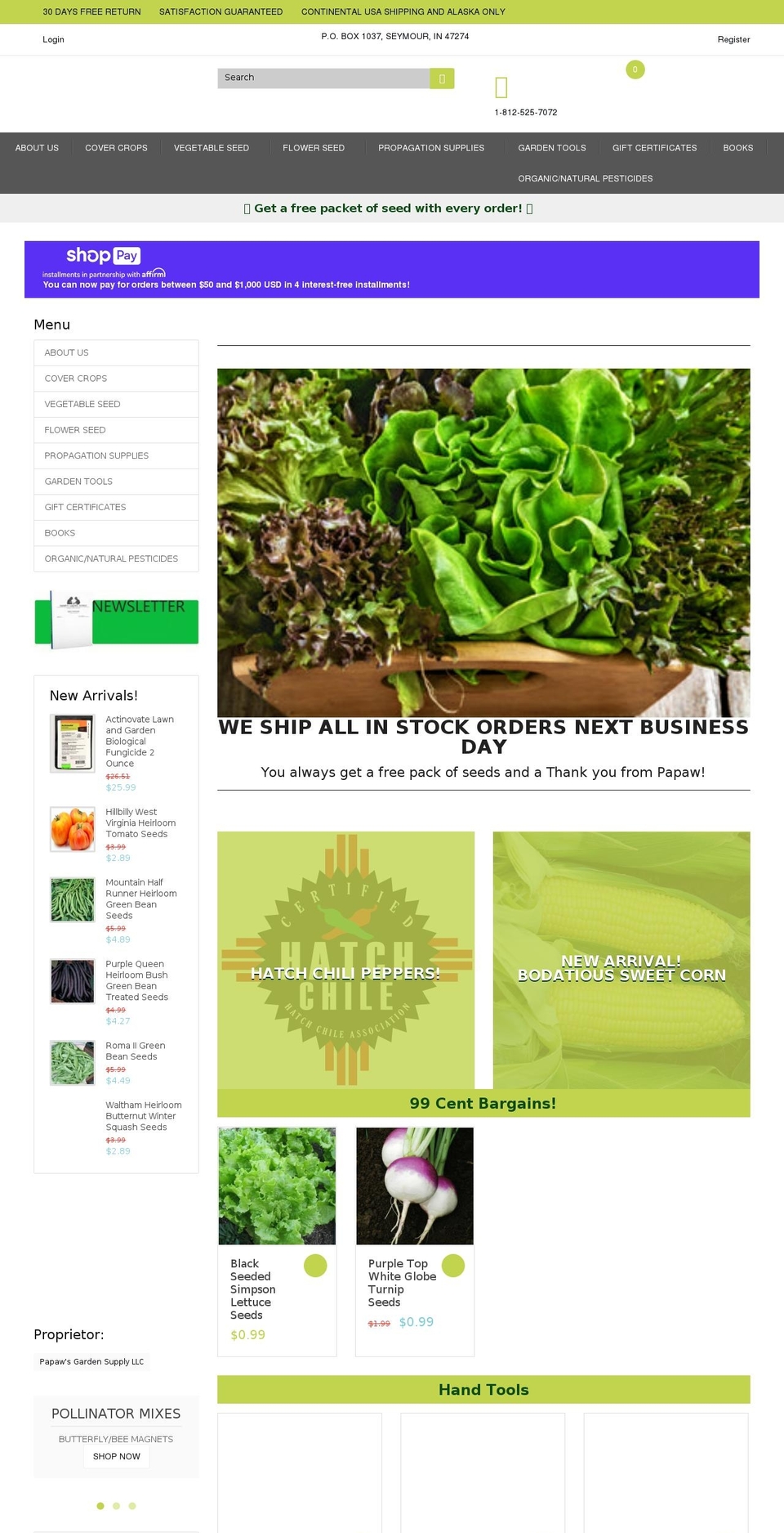 papawsgarden.com shopify website screenshot