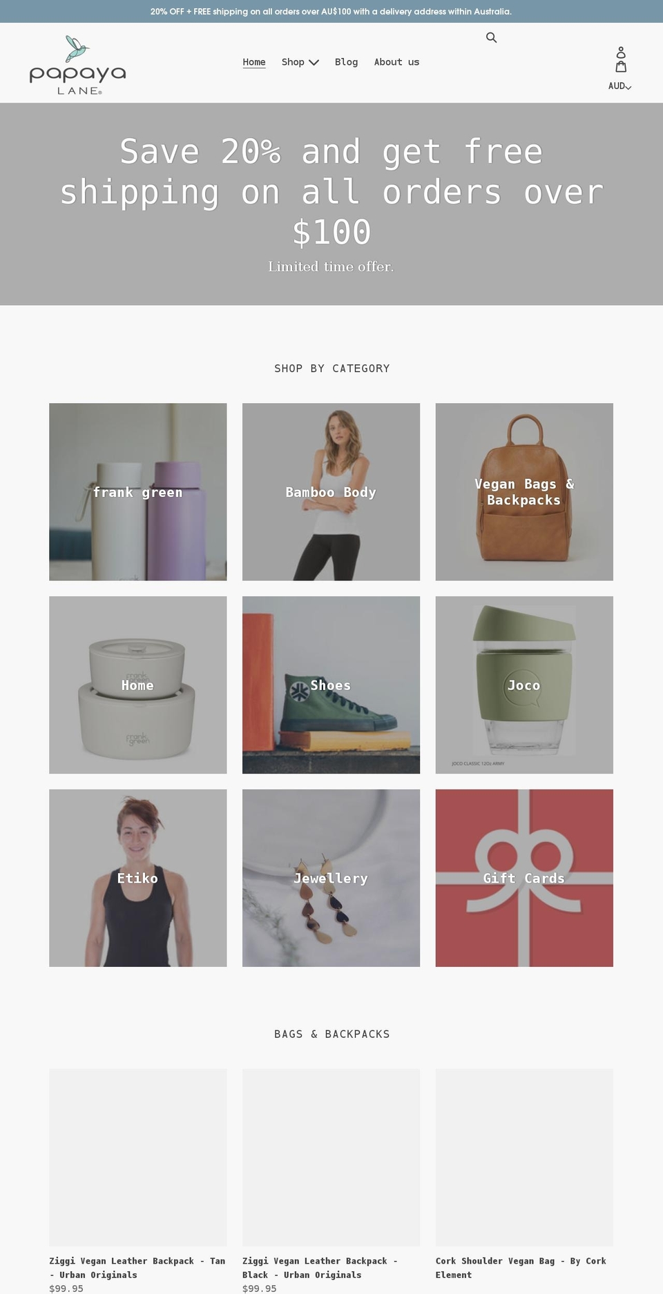 papayalane.com shopify website screenshot