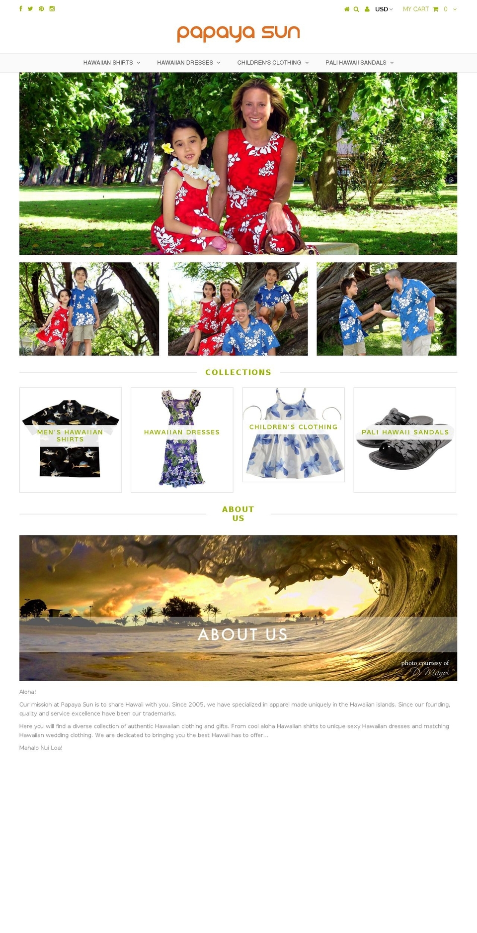 papayasun.com shopify website screenshot