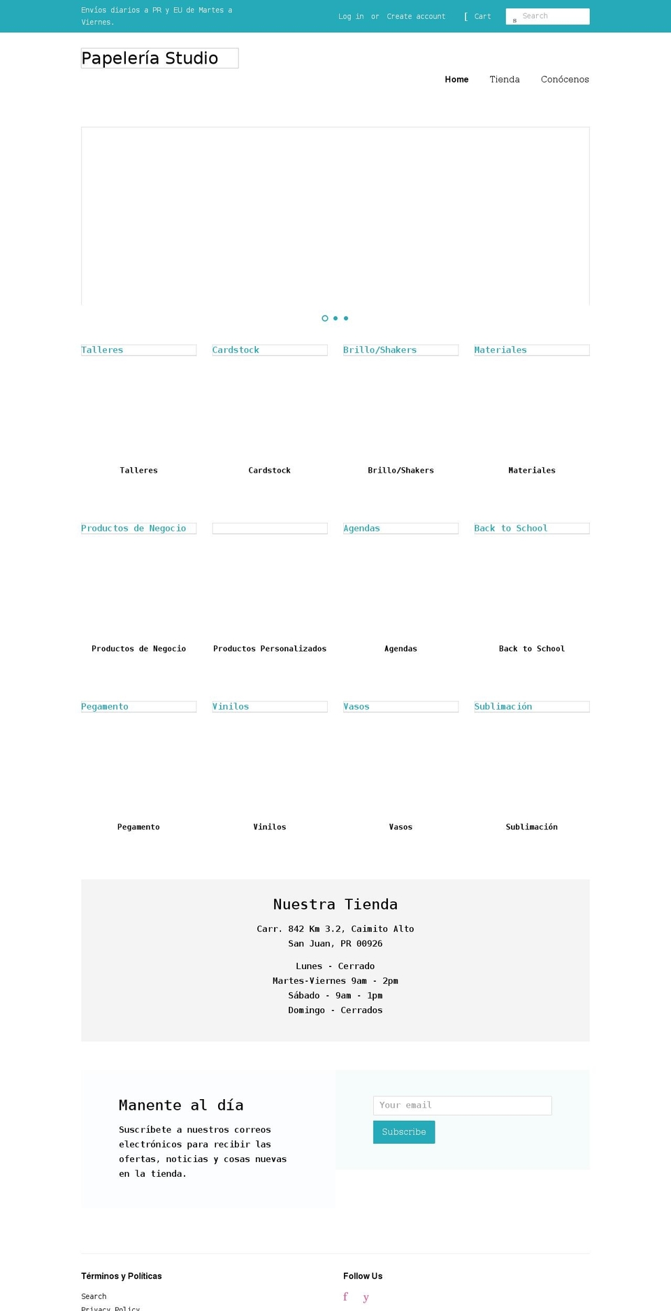papeleriastudio.com shopify website screenshot