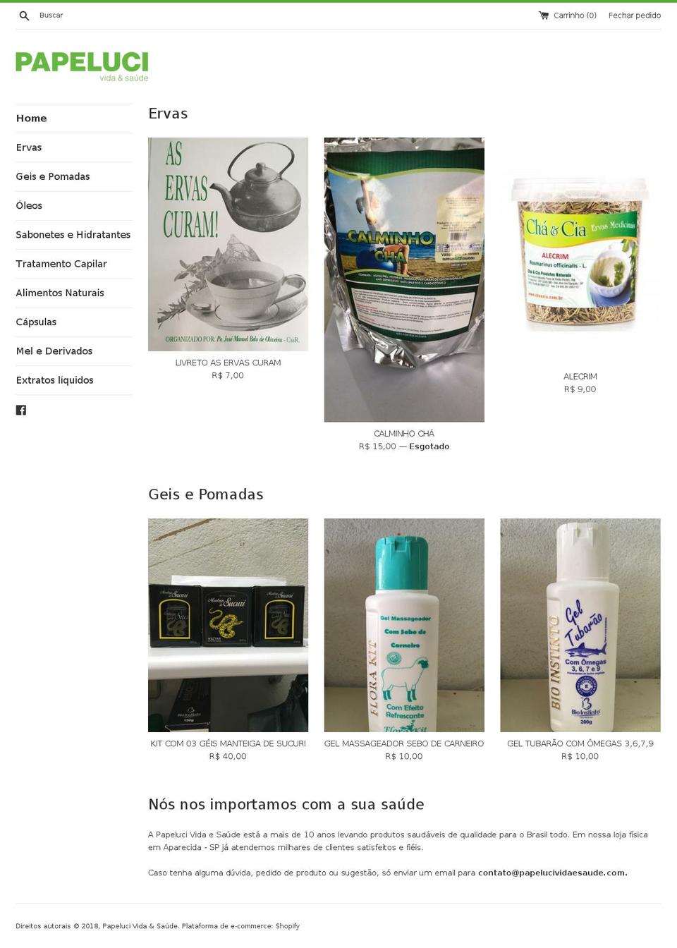 papelucividaesaude.com — Shopify storefront screenshot