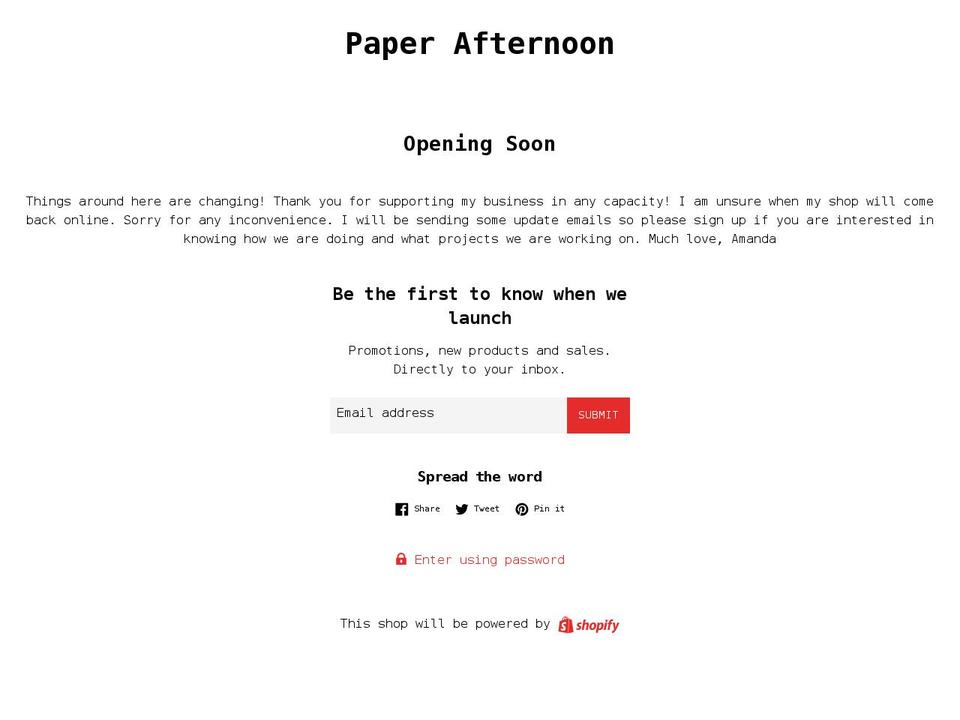 paperafternoon.com shopify website screenshot