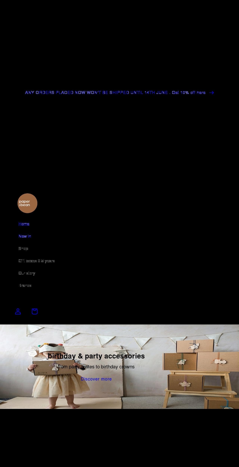 paperandbean.co.uk shopify website screenshot
