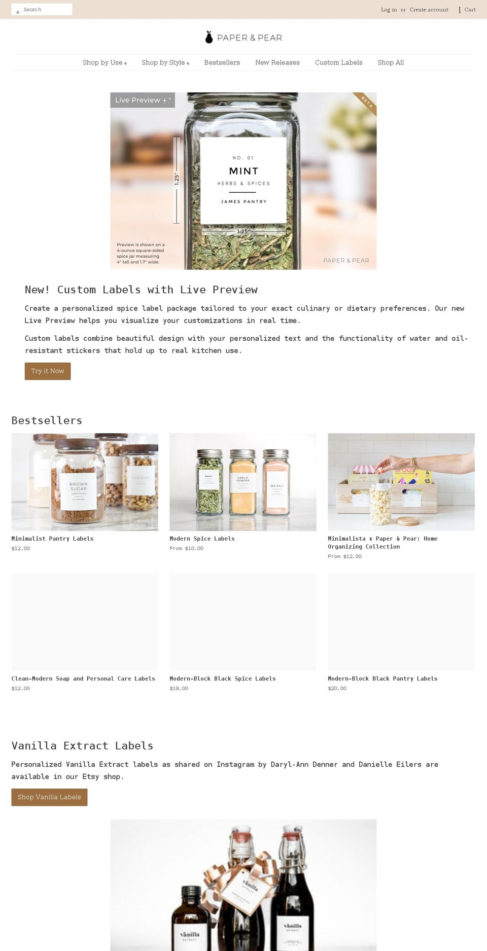 paperandpear.com shopify website screenshot
