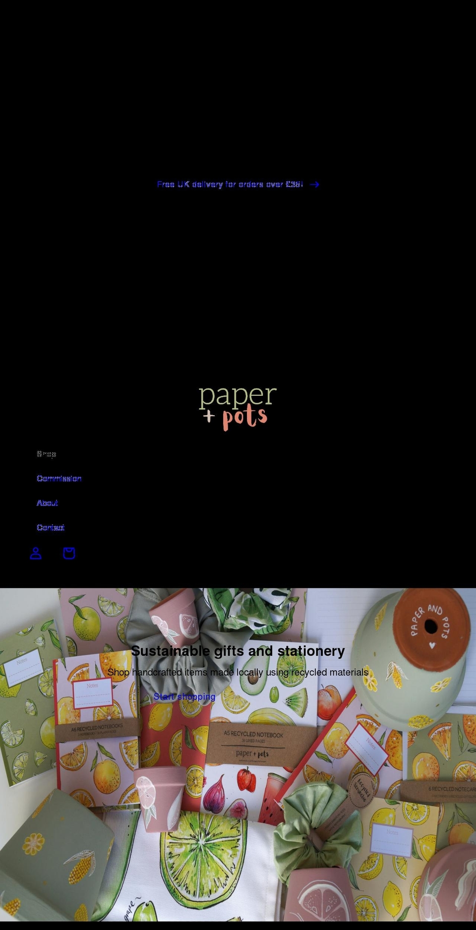 paperandpots.com shopify website screenshot