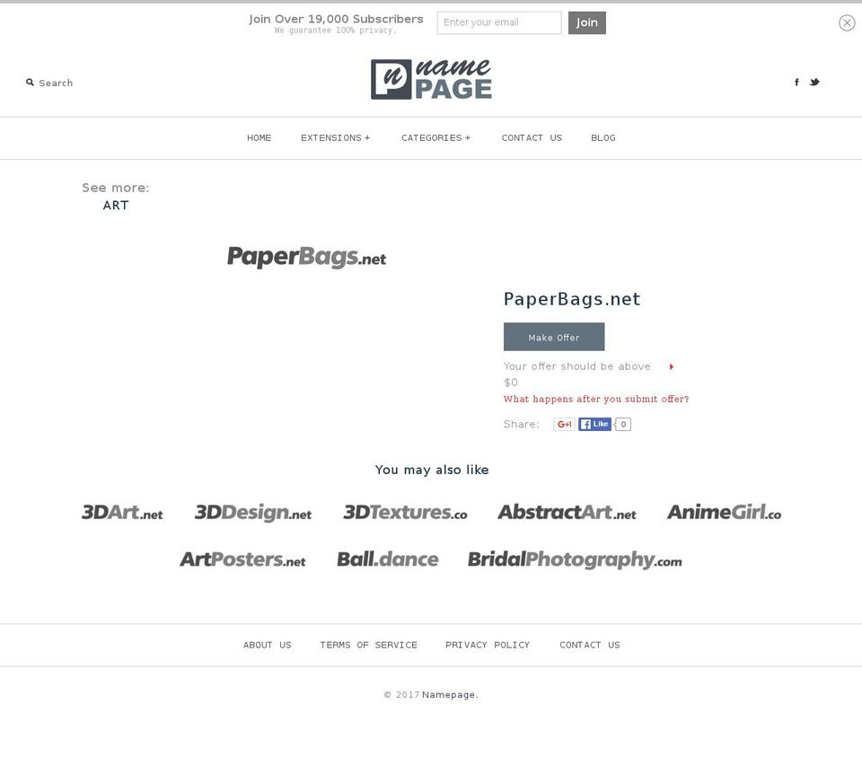 paperbags.net shopify website screenshot