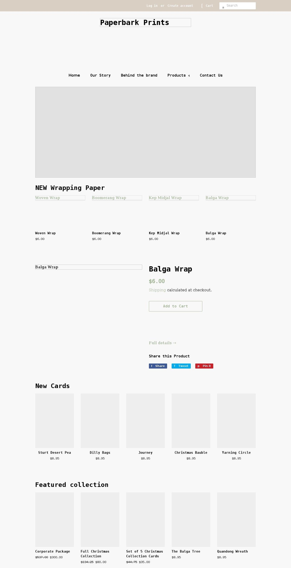 paperbarkprints.com.au shopify website screenshot