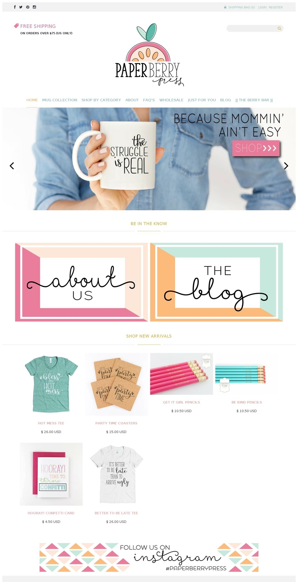 paperberrypress.com shopify website screenshot