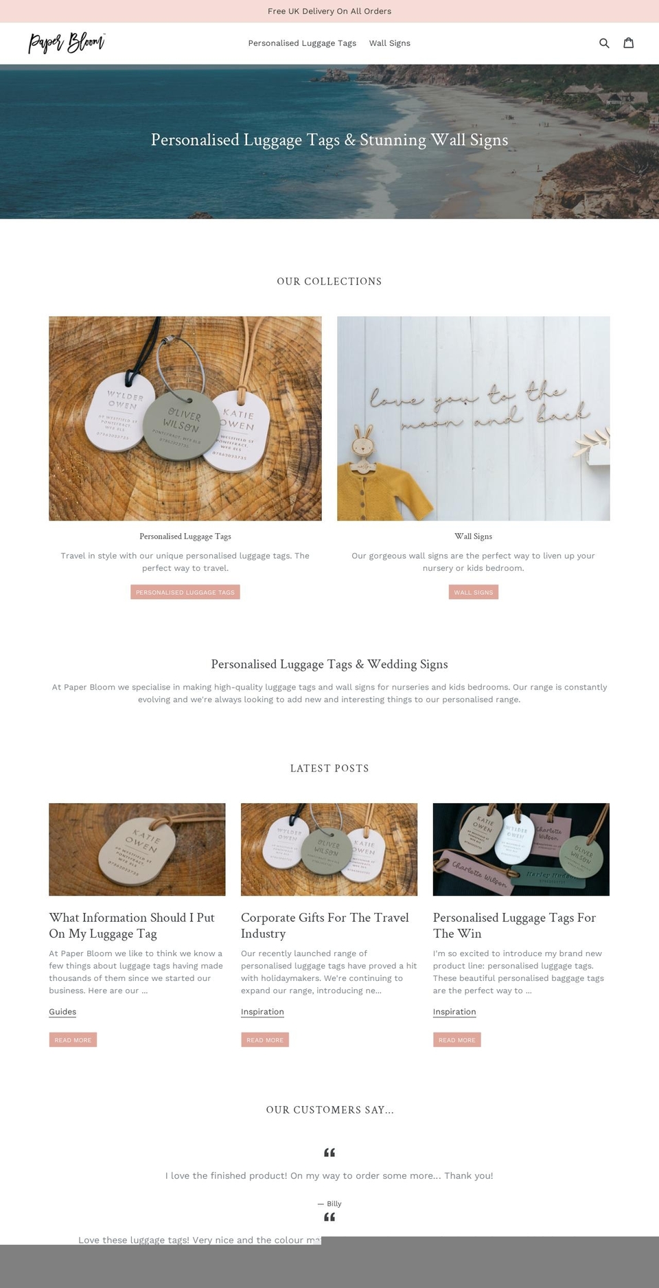 paperbloom.co.uk shopify website screenshot