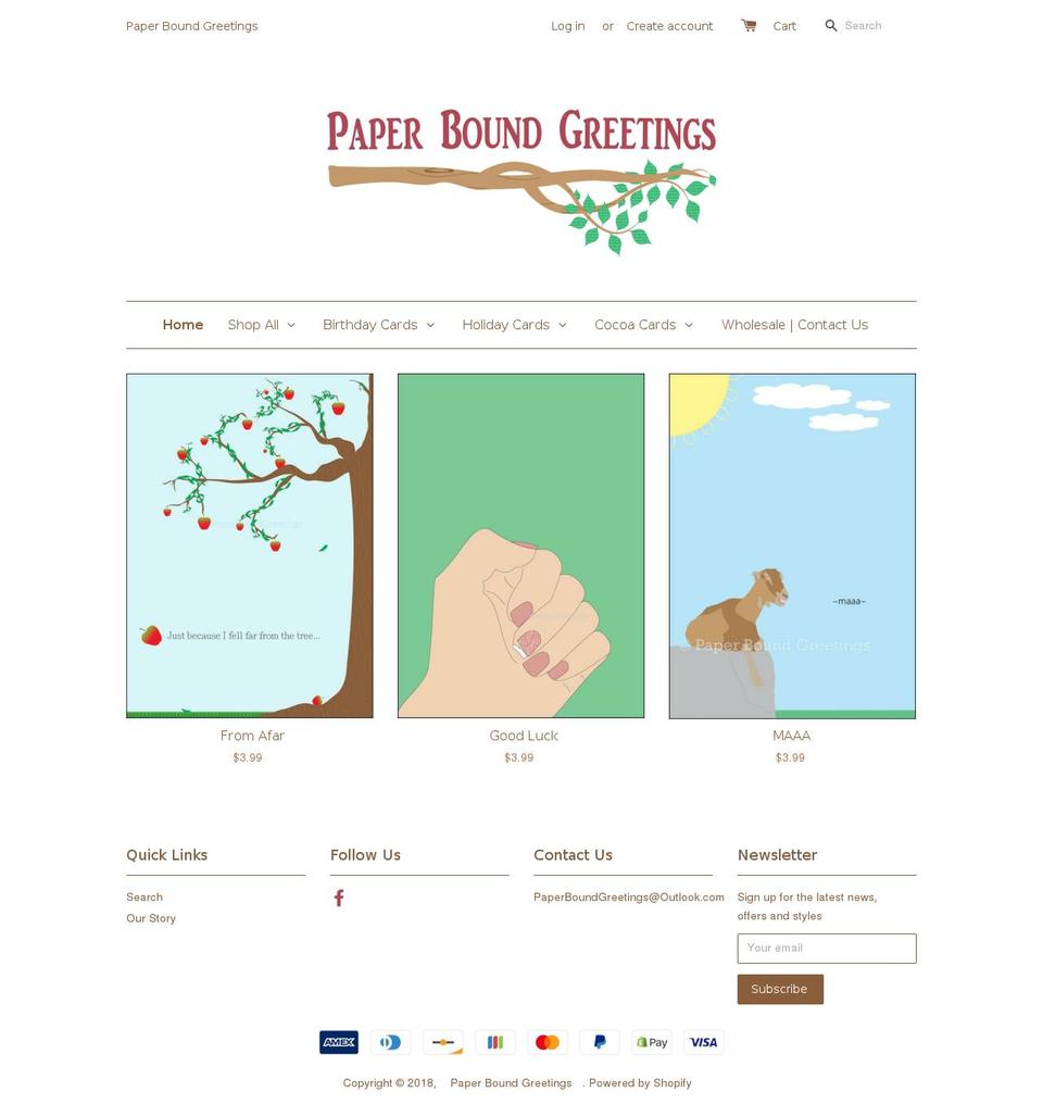 paperboundgreetings.com — Shopify storefront screenshot