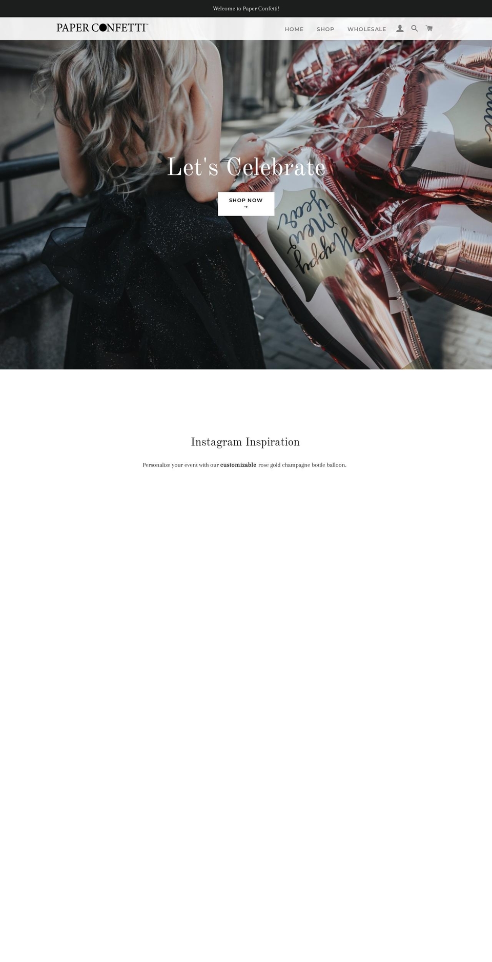 paperconfetti.com shopify website screenshot