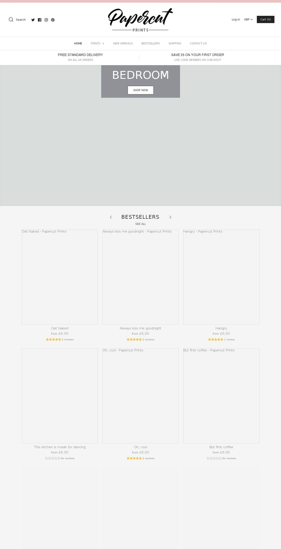 papercutprints.com — Shopify storefront screenshot