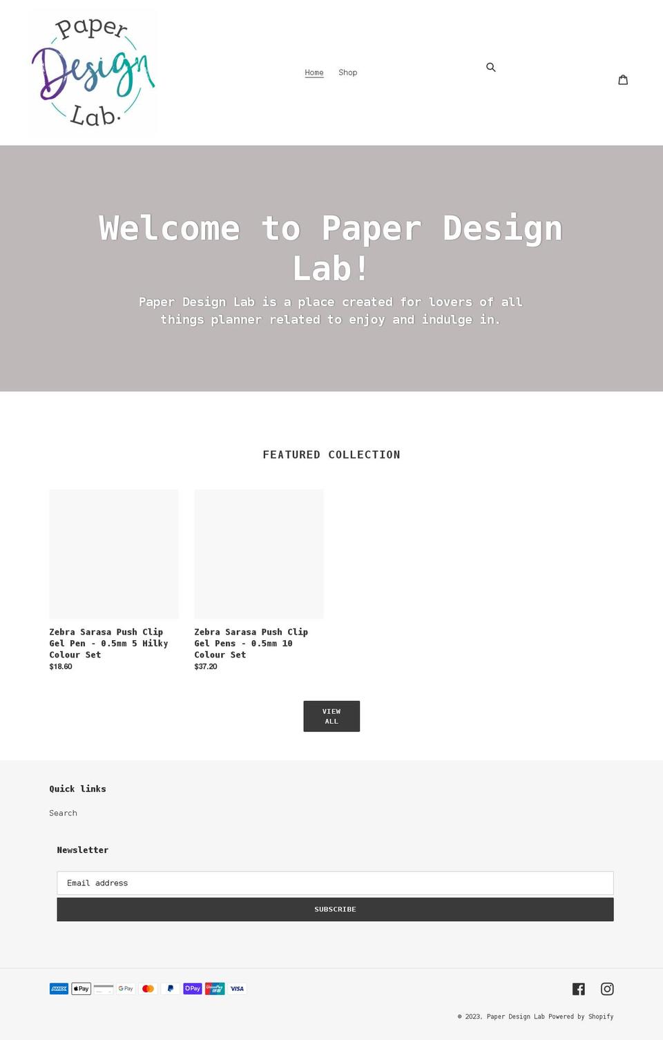 paperdesignlab.com.au shopify website screenshot