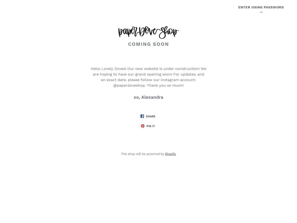 paperdoveshop.com shopify website screenshot