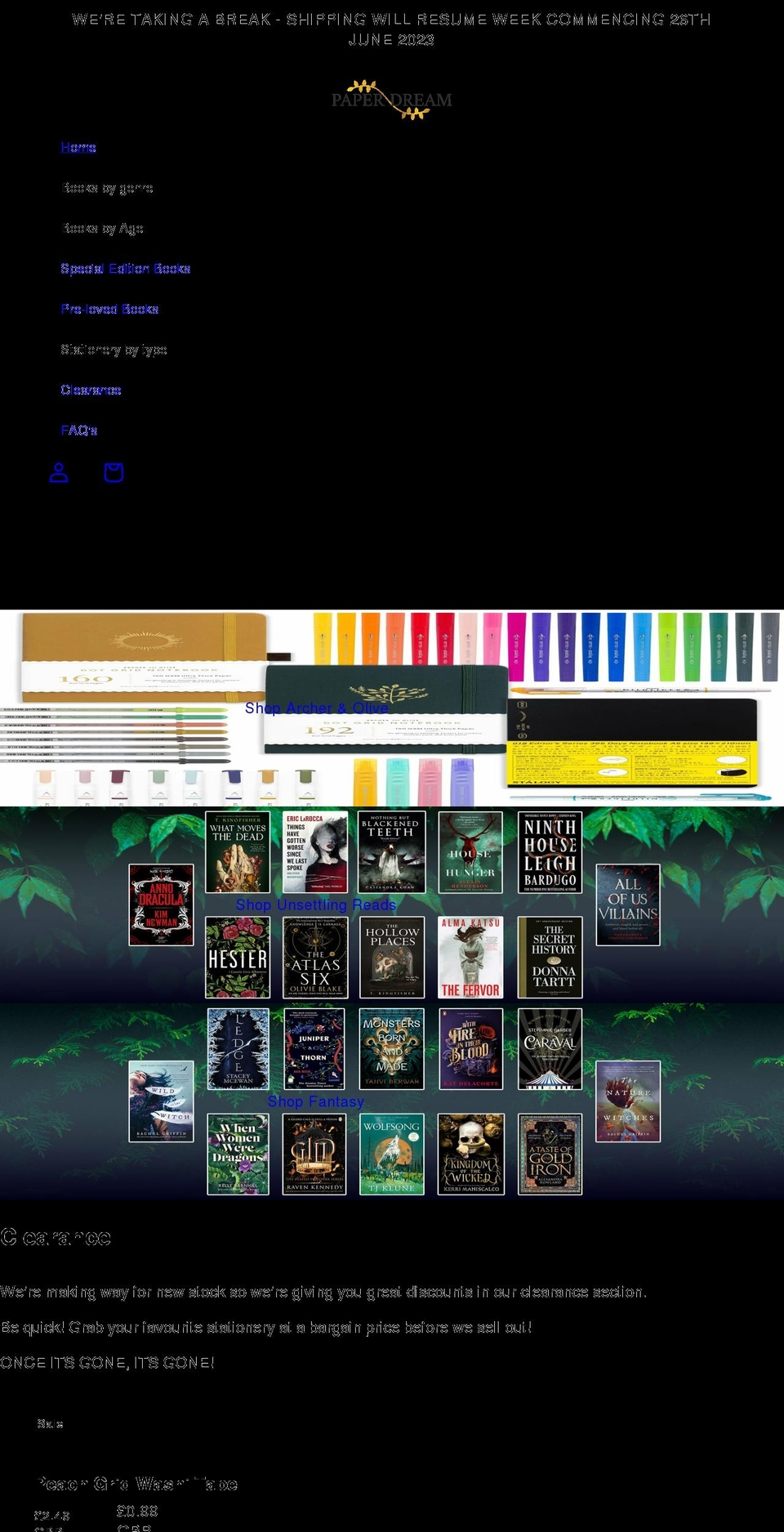 paperdream.uk shopify website screenshot