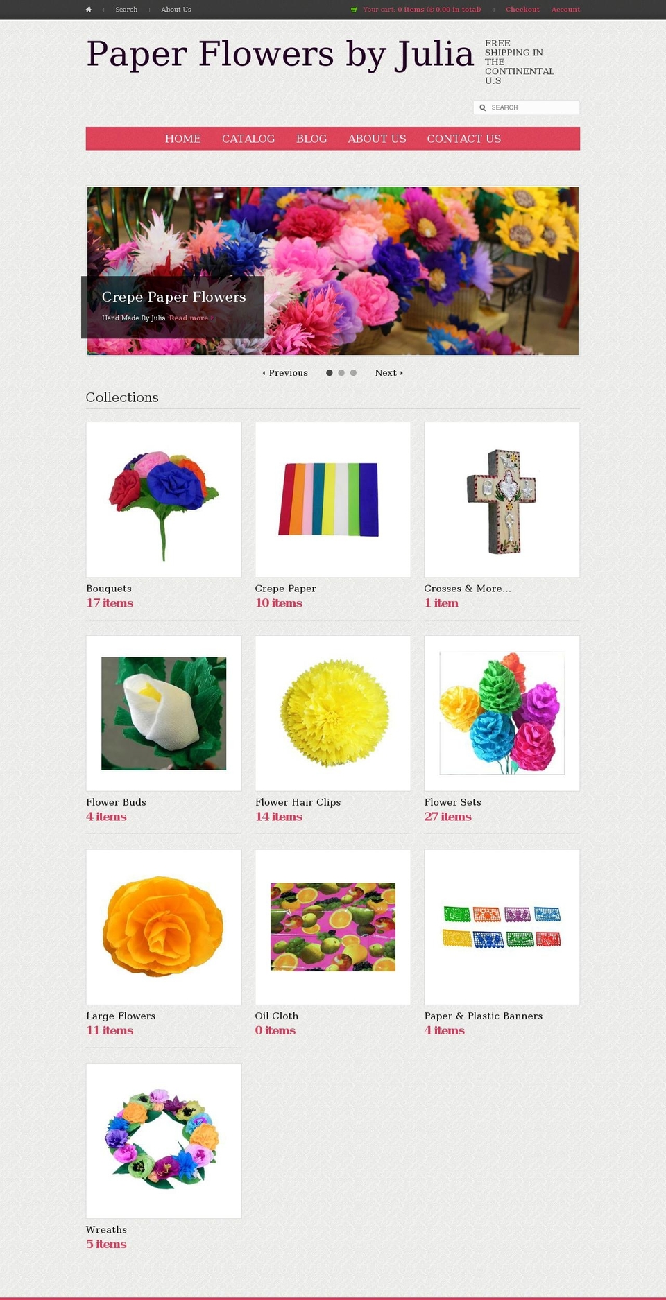 paperflowersbyjulia.com shopify website screenshot