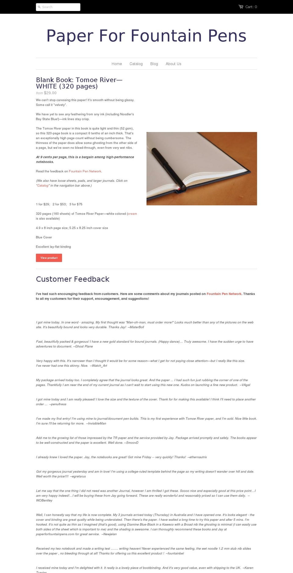 paperforfountainpens.com shopify website screenshot