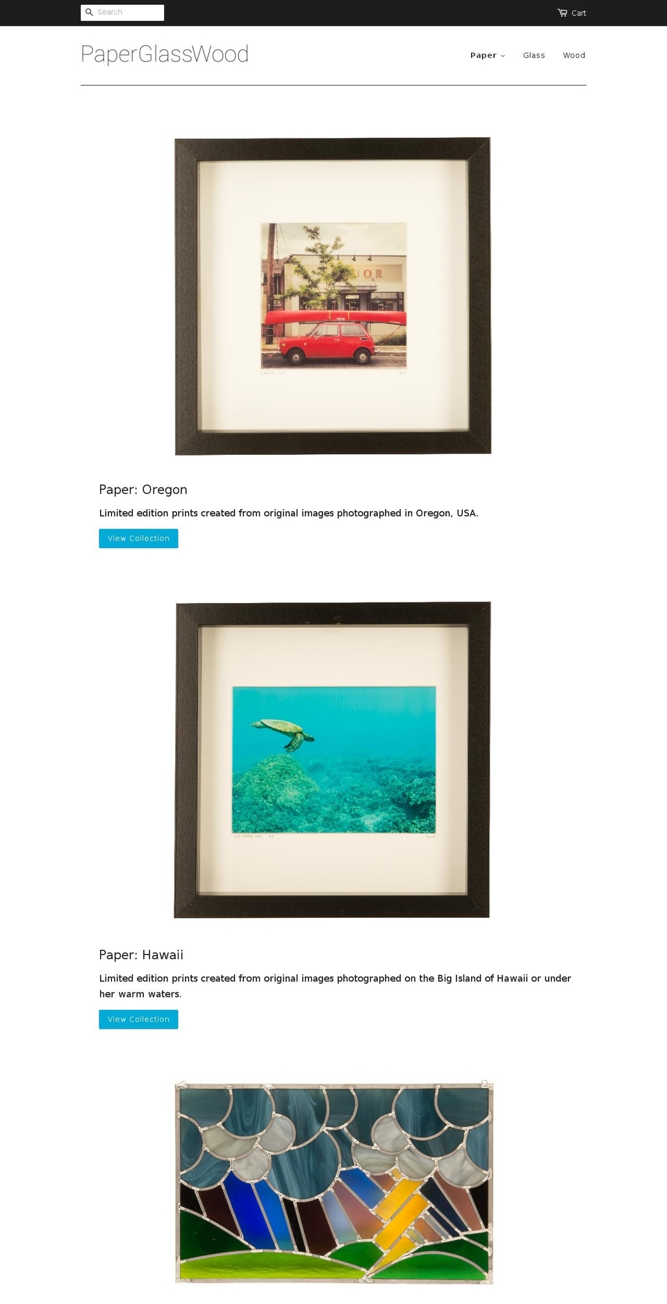 paperglasswood.com — Shopify storefront screenshot