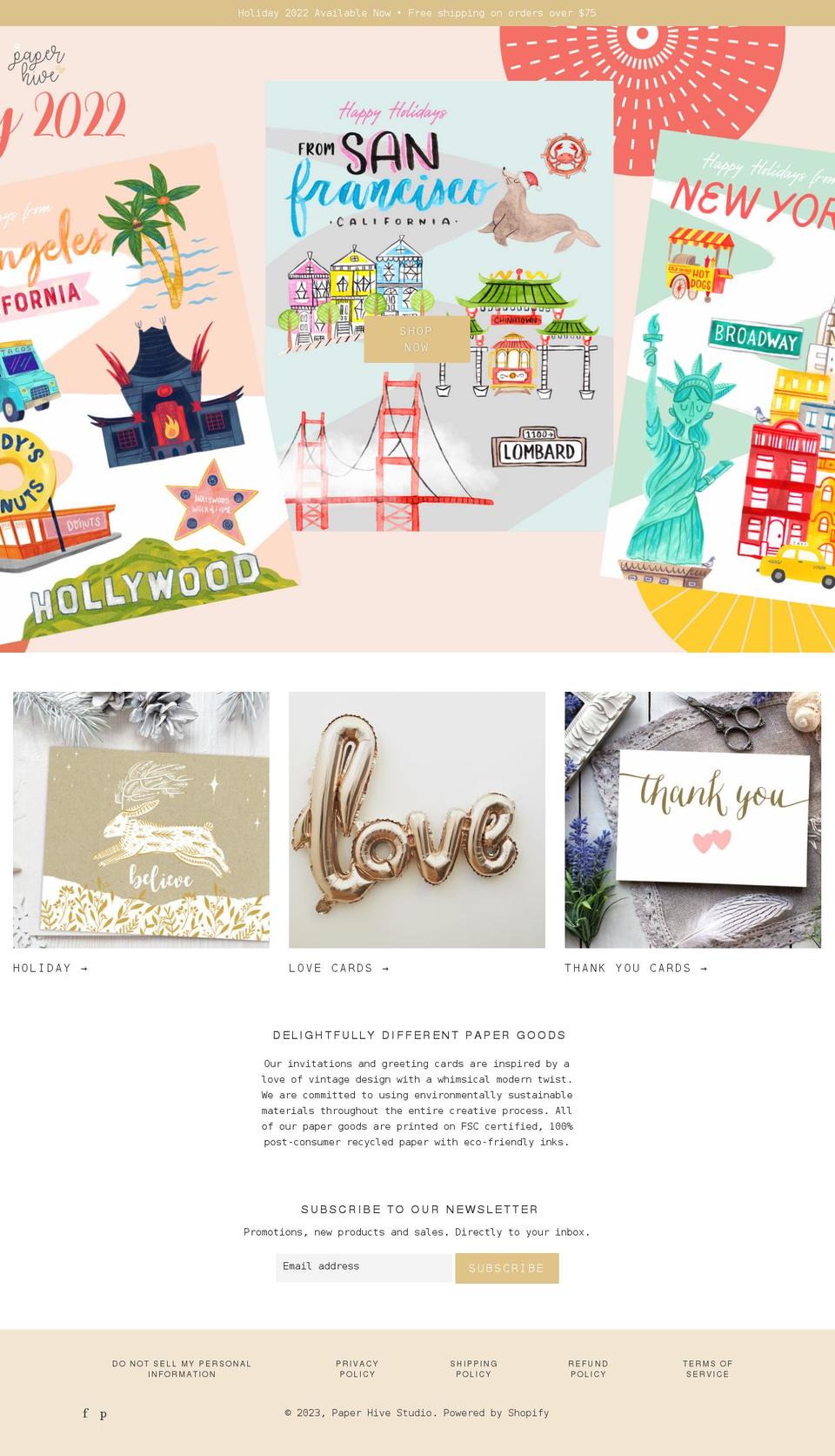 paperhivestudio.com shopify website screenshot