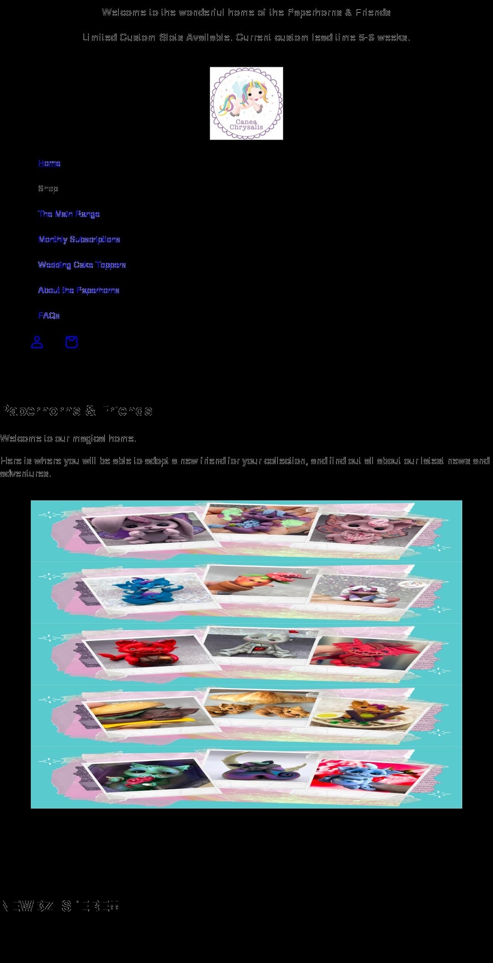 paperhorns.com shopify website screenshot