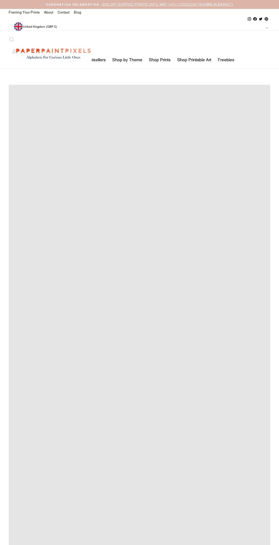 paperpaintpixels.com shopify website screenshot