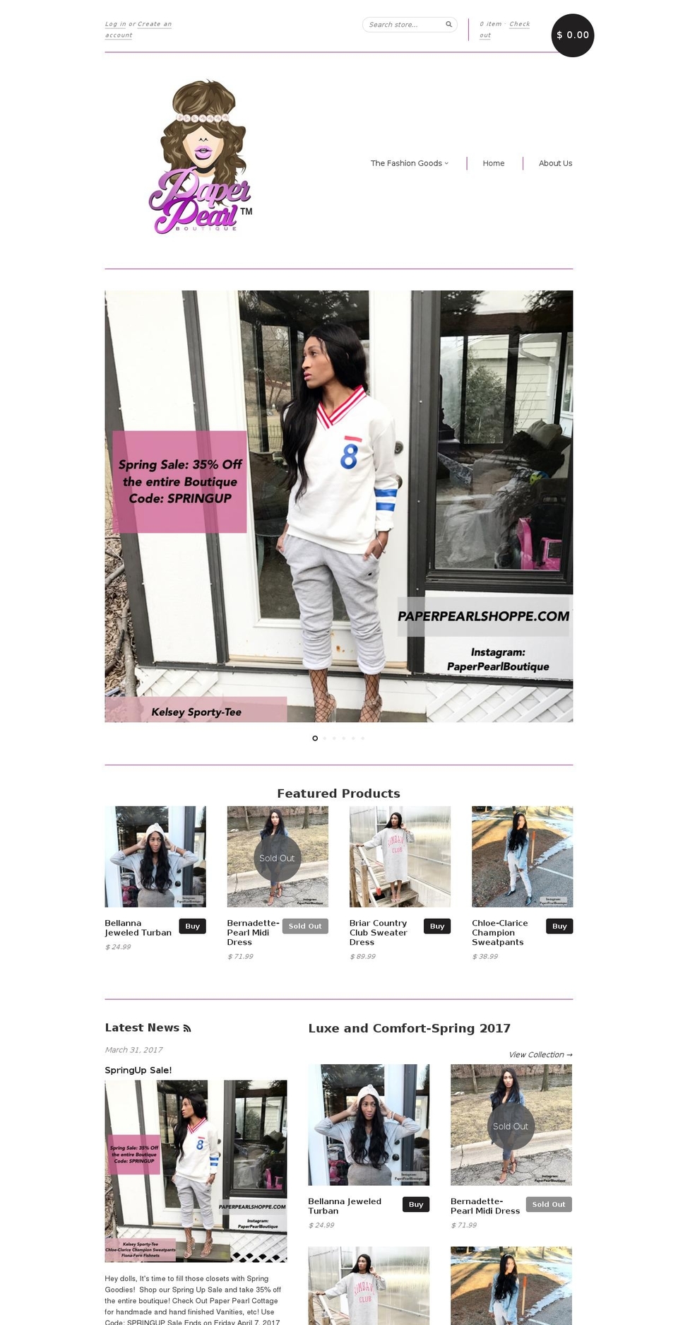 paperpearlshoppe.com shopify website screenshot
